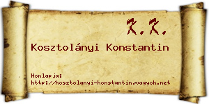Kosztolányi Konstantin névjegykártya